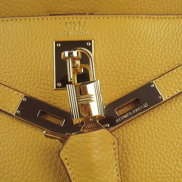7A Replica Hermes Kelly 32cm Togo Leather Bag yellow 6108